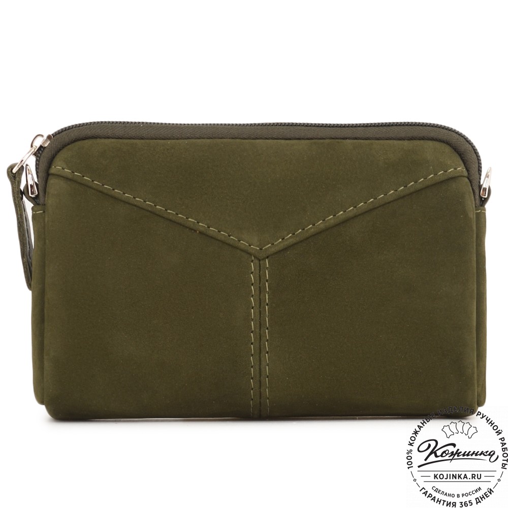  Кожаный клатч "Марта" (нубук хаки)